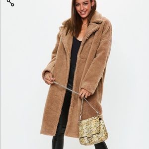 Camel oversized teddy coat